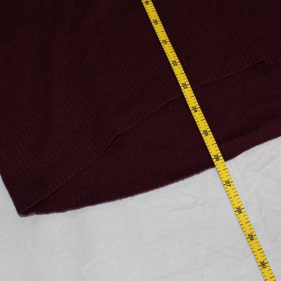 Old Navy High/Low Raglan Long Sleeve Thermal Burgundy V-Neck Sweater - Medium - Picture 3 of 11